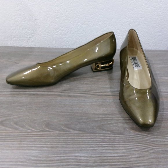 Vintage Piero Amore Patent Leather Horsebit Low Heel Shoes Bronze Shimmer 8.5 - Picture 4 of 16